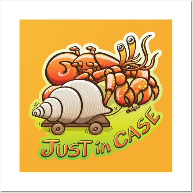 Hermit crab going out of its shell but carrying it very close, just in case Wall Art by zooco
